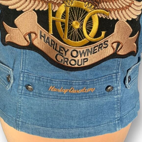 Vintage Harley Davidson Denim Vest Medium Wash Utah Chapter Motorcycle Patches - Picture 7 of 16